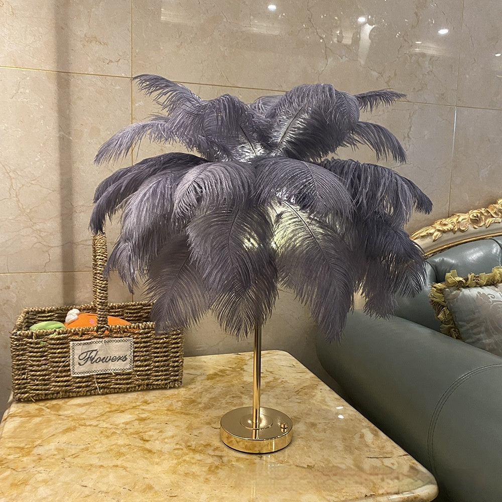 LumiFeather™ Ostrich Feather Bedside Lamp