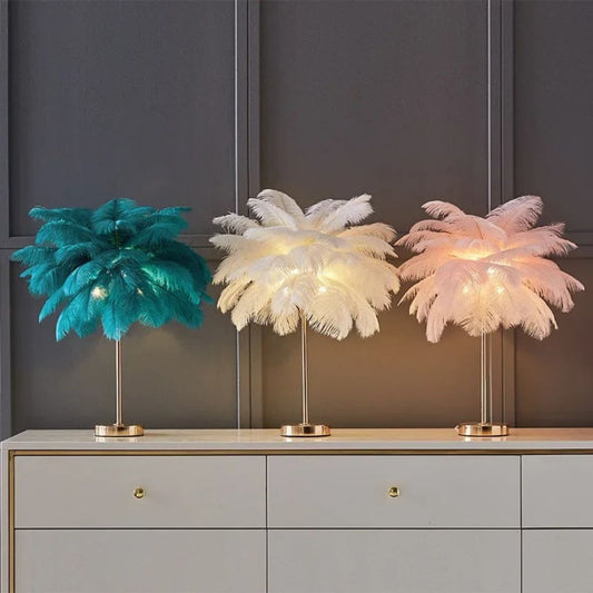 LumiFeather™ Ostrich Feather Bedside Lamp