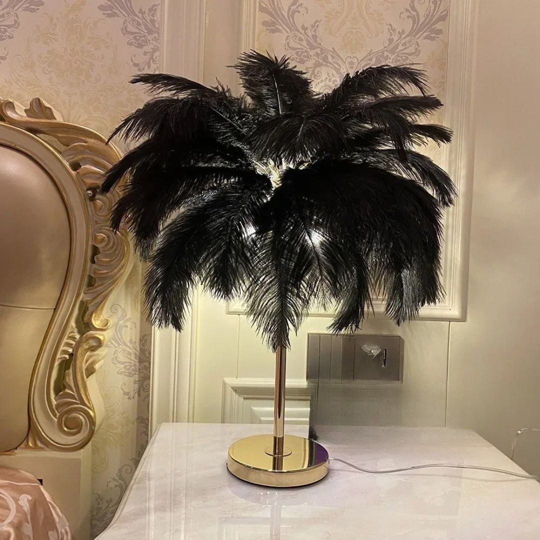 LumiFeather™ Ostrich Feather Bedside Lamp