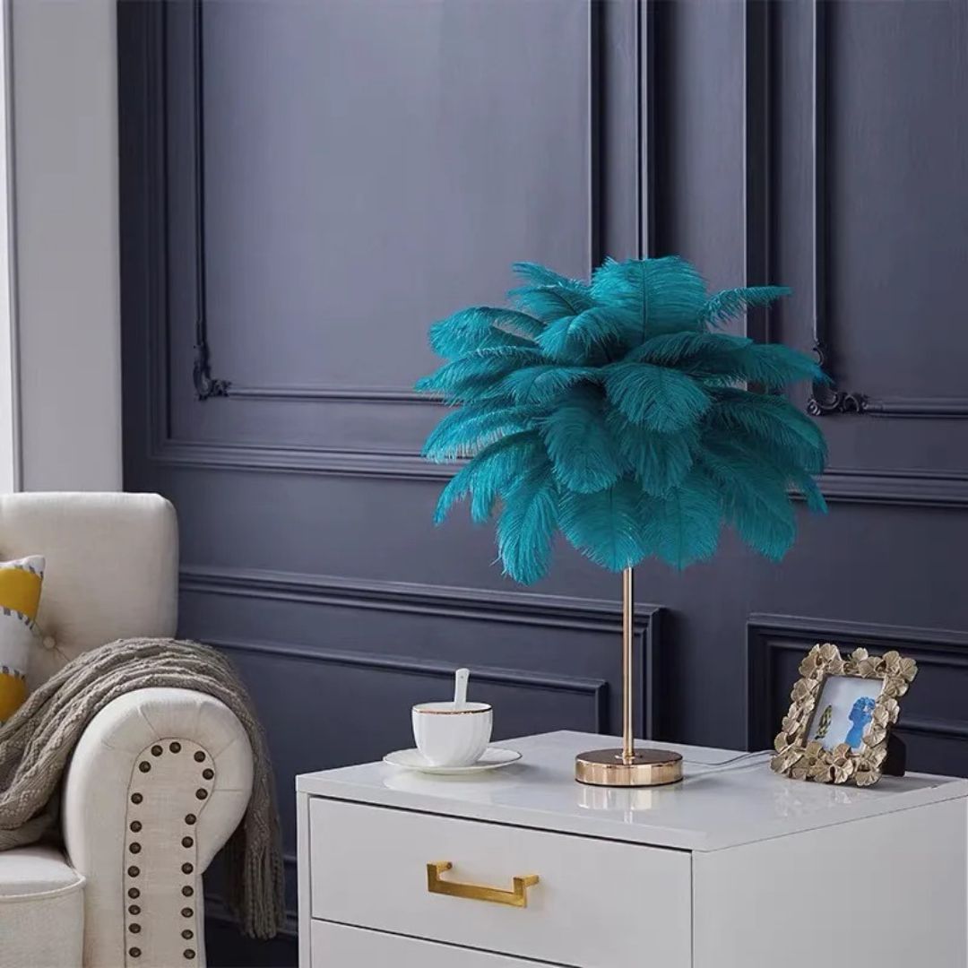 LumiFeather™ Ostrich Feather Bedside Lamp